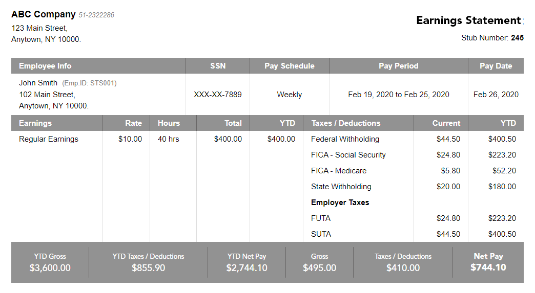 Free Columbia paystub template
