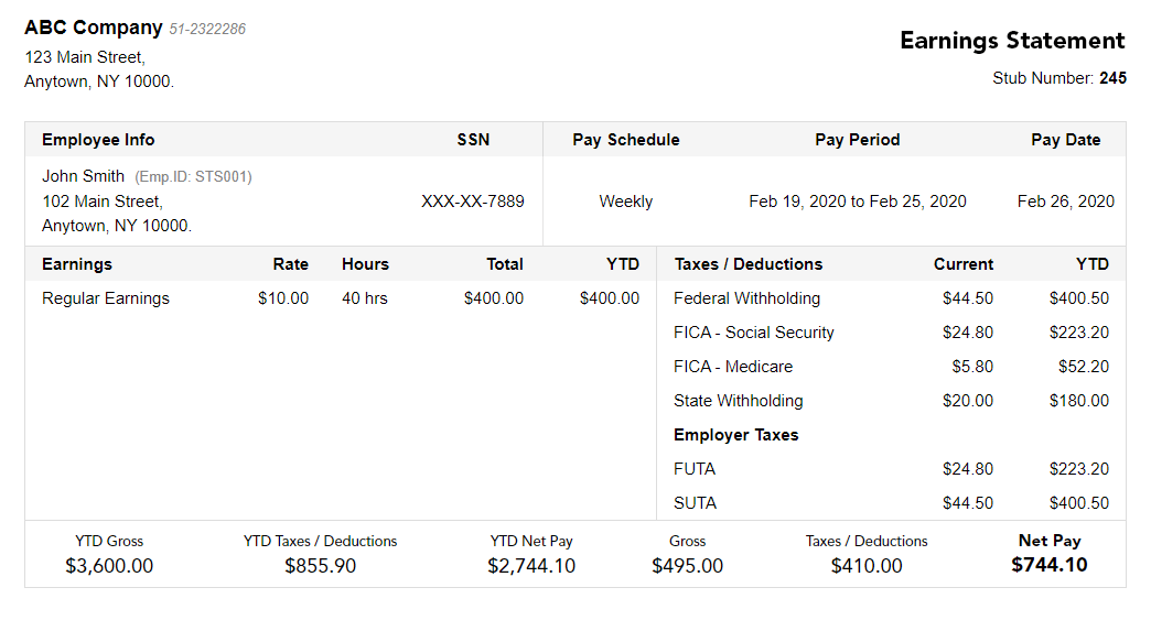 1099 pay stub template