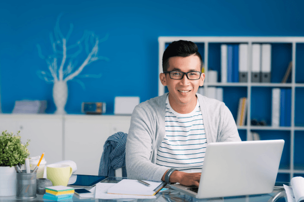 Freelancer working on a laptop